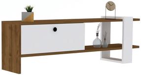 TV staliukas Kalune Design Gaye, balta sp./riešuto sp., 120 cm x 25 cm x 36.8 cm