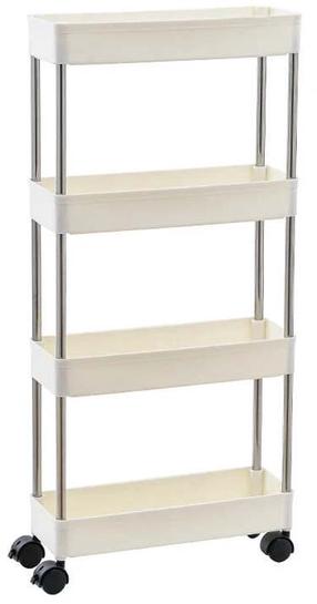 Vannitoa riiul ratastel 34166-23, 16 cm x 87 cm x 40 cm, valge v.