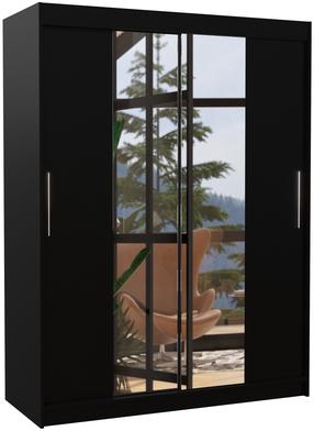 Riidekapp ADRK Iness, must v., 58 cm x 150 cm x 200 cm, peegliga