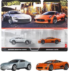 Žaislinių automobilių rinkinys Mattel Hot Wheels Premium Car Culture Jaguar C-X75 & Aston Martin DB10 JBL04, 1:64, sidabro sp./oranžinė sp.