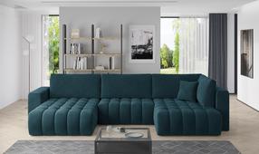 Kampinė sofa Bonito Velvetmat 40, tamsiai mėlyna sp., kairinė, 170 x 340 cm x 92 cm