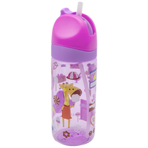 Gertuvė su silikoniniu šiaudeliu Marcus & Marcus Antibacterial Tritan Straw Bottle, 400 ml, 1 m., silikonas/polipropilenas (pp), rožinė sp.