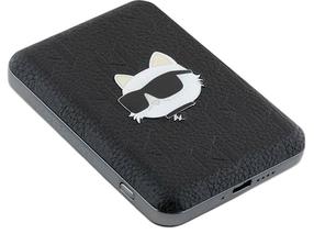 Lādētājs-akumulators (Power bank) Karl Lagerfeld Choupette Head Pin, 5000 mAh, 15 W, melna krās.
