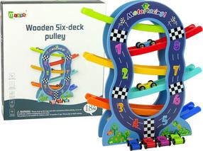 Automobilių trasa Lean Toys Wooden Six Deck Pulley 10157, įvairių spalvų