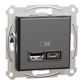 USB laadija Schneider Electric Asfora, must v.