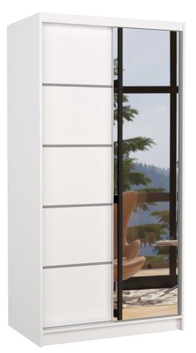 Skapis ADRK Orlando 100, balta krās., 58.1 cm x 100 cm x 200 cm, ar spoguli