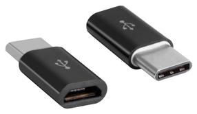 Адаптер Akyga AK-AD-46 USB 2.0 C male, Micro USB 2.0 B male, черный цв.