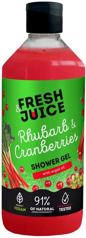 Ķermeņa mazgāšanās želeja Fresh Juice Rhubarb & Cranberries, 473 ml