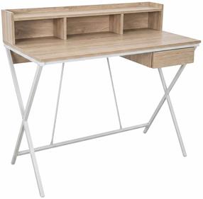 Rašomasis stalas su lentyna Akord Furniture Factory Flexo, 50 cm x 100 cm, 89.5 cm, balta sp./sonoma ąžuolo sp.