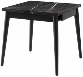 Valgomojo stalas išskleidžiamas Kalune Design Totem 3041, juoda sp./marmuro sp., 80 - 160 cm x 80 cm x 75 cm