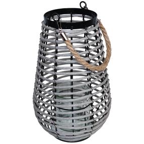 Žibintas Besk, stiklas/mediena, Ø 21 cm, 31 cm, pilka sp.