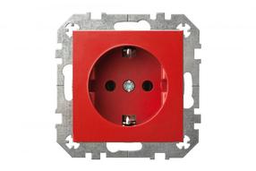Розетка Liregus Epsilon IKL16-404-01, c заземлением, красный цв.
