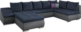 Kampinė sofa Giovanni Soro 76, Soro 93, pilka sp./tamsiai mėlyna sp., kairinė, 200 x 340 cm x 88 cm