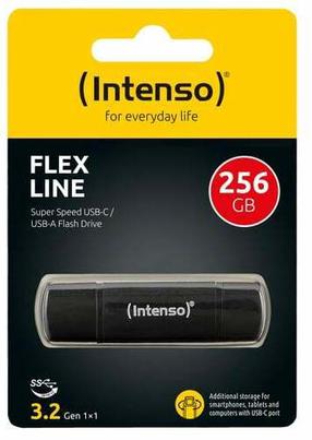 USB atmintinė Intenso Flex Line, juoda sp., 256 GB