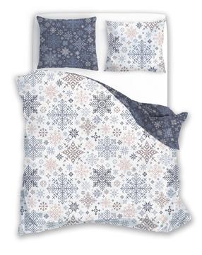 Kalėdinis patalynės užvalkalų komplektas PEM-65, mėlynas/baltas, 160 x 200 cm