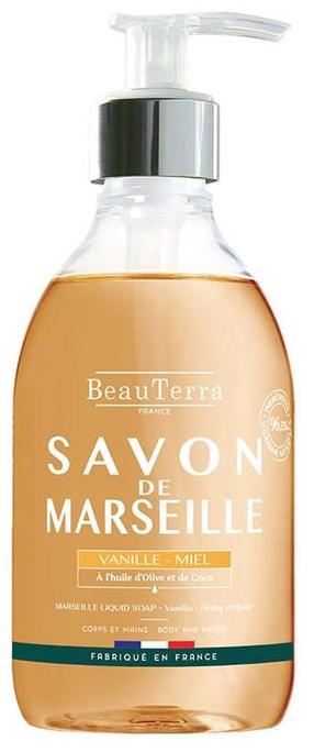 Šķidrās ziepes with glycerin Beauterra Marseille, vaniļa/medus, 300 ml