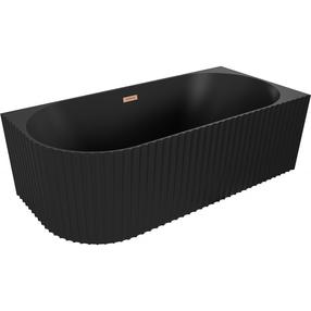 Ванна со стенкой, свободно устанавливаемая Mexen Gia Right, 150 см x 75 см x 58 см, овальная, медный цв./матовый черный цв.
