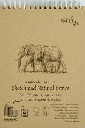 Zīmēšanas papīrs Smiltainis Natural Sketch Pad, A4, 135 g/m², brūna krās., 29.7 cm x 21 cm, 80 lapu gab.