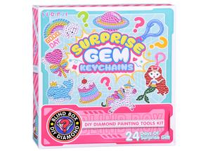 Kūrybinis deimantinės mozaikos rinkinys Surprise Gem Keychains, įvairių spalvų