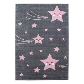 Paklājs iekštelpu Ayyildiz Kids Stars, pelēka krās./rozā krās., 200 cm x 140 cm