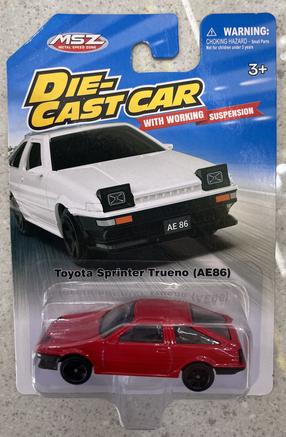 Žaislinis automobilis MSZ Toyota Sprinter Trueno (AE86), 1:55, (spalva/dizainas parenkami atsitiktine tvarka)