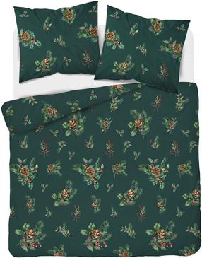 Kalėdinis patalynės užvalkalų komplektas POK-335, raudonas/žalias, 160 x 200 cm