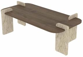 Журнальный столик Kalune Design Leapiri, ореховый цв./travertine цв., 60 см x 120 см x 35 см