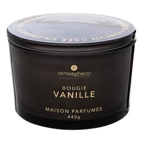 Svece, aromātiskā Atmosphera Glowy Vanilla, 30 h, 440 g, melna krās.
