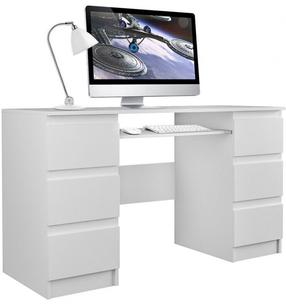 Rašomasis stalas su spintele Kuba Matte, 130 cm x 51 cm, 76 cm, balta sp./pilka sp.