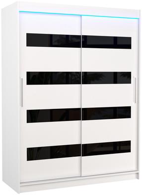 Riidekapp ADRK Martinez LED, valge v./must v., 58 cm x 150 cm x 200 cm