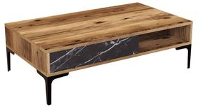 Kavos staliukas Kalune Design Istanbul, juoda sp./riešuto sp., 105 cm x 60 cm x 32.6 cm
