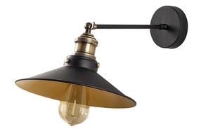 Lampa sienas Opviq Sağlam 3741 892OPV1233, E27, 1 x 40 W, zelta krās./melna krās. / zelta krās.