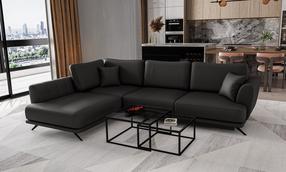 Kampinė sofa Larde Softis 11, juoda sp., kairinė, 191 x 276 cm x 90 cm