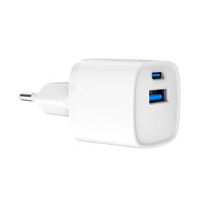 Telefona lādētājs Gembird TA-UC-PDQC20-W-01, USB Type C/USB Type A, balta krās., 20 W