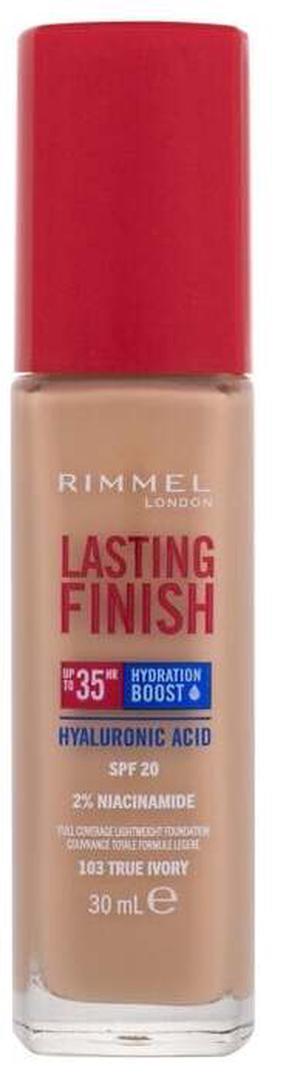 Šķidrā grima bāze Rimmel London Lasting Finish 35H, SPF 20, true ivory krās., 103, 30 ml