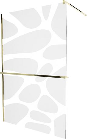 Dušo sienelė Mexen Kioto+ Walk-In, 120 cm x 200 cm, aukso sp./balta sp./grūdintas