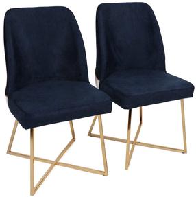 Kėdžių rinkinys Kalune Design Madrid 138 974NMB1204, blizgi, aukso sp./tamsiai mėlyna sp., 49 cm x 50 cm x 90 cm, 2 vnt.