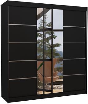 Spinta ADRK Bergen, juoda sp., 58 cm x 200 cm x 215 cm, su veidrodžiu