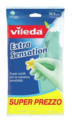 Pirštinės gumuotos Vileda Extra Sensation "M", suaugusiems, žalia sp., M, 2 vnt., 1 pora