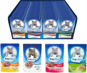 Kassi märgtoit PreVital, kanaliha/vasikaliha/lõhe, 0.1 kg, 96 tk