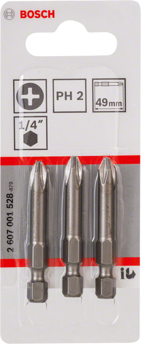 Kruvikeeraja otsikute komplekt Bosch 2607001528, PH2, 49 mm, 1/4"