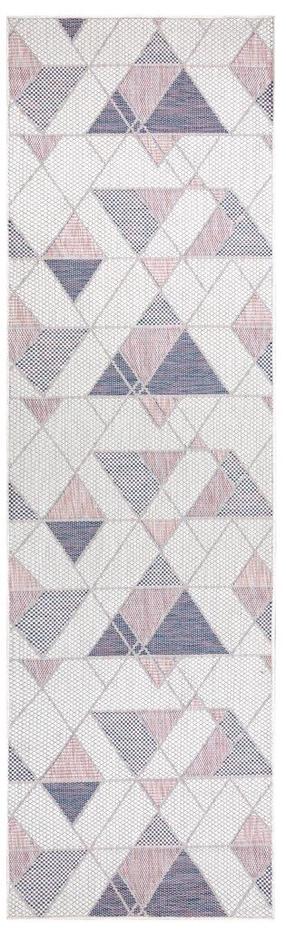 Kiliminis takas Hakano Vinea Geometric 2, kreminė sp./pilka sp./rožinė sp., 250 cm x 60 cm