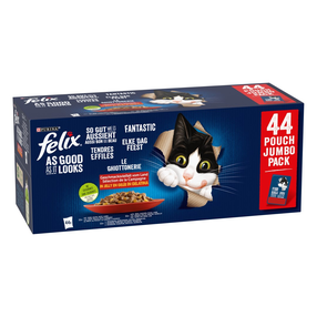 Šlapias kačių maistas Purina Felix Fantastic Mix Of Flavors In jelly, ėriena/jautiena/triušiena, 0.085 kg x 44 vnt.