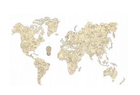 Деревянный пазл Wooden City World Map XL, 80 см x 120 см, коричневый цв.