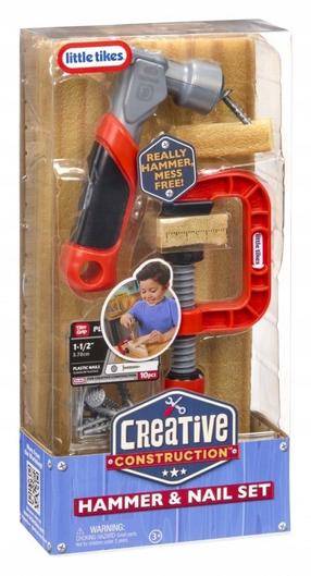 Bērnu darbarīku komplekts, - Little Tikes Creative Construction Hammer & Nail, brūna krās./sarkana krās.