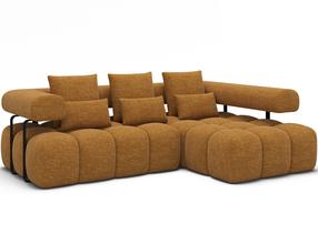 Kampinė sofa Levvi, geltona sp., 184 x 260 cm x 102 cm