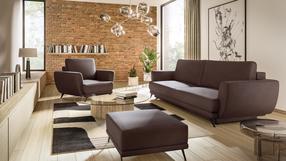 Baldų komplektas Megis 3F & 1F & Pouf, vidaus, tamsiai ruda sp.