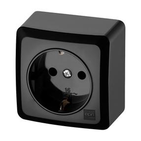 Pistikupesa Elektro-Plast Berg 3737-09, maandusega, must v.