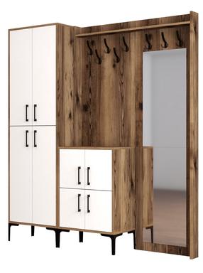 Prieškambario baldų komplektas Kalune Design Berlin ABC, vidaus, balta sp./riešuto sp.
