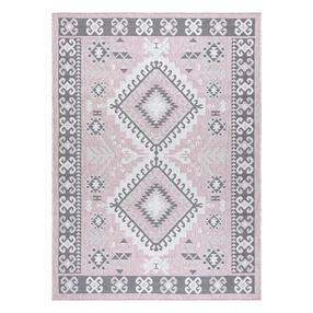 Kilimas vidaus Hakano Vinea Aztec, kreminė sp./rožinė sp., 220 cm x 160 cm